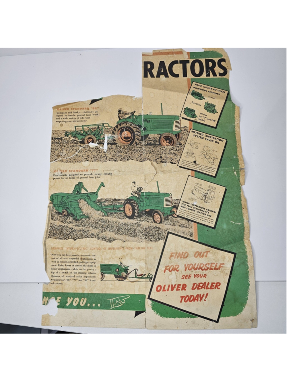 Vintage Oliver 77 88 Tractor Dealer Advertising Poster Brochure Farm Equipment